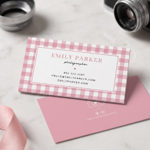 Roze Gingham Fotograaf Visitekaartje