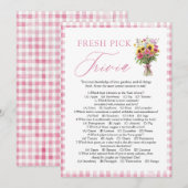 Roze Gingham Fresh Pick Trivia Bruiloftsspel Kaart (Voorkant / Achterkant)