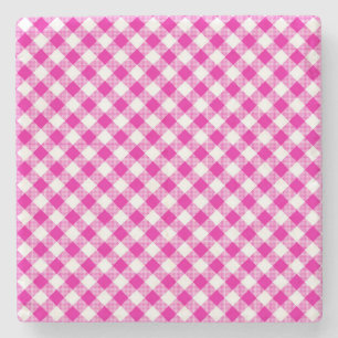 Roze Gingham Gecontroleerd Square Onderzetter