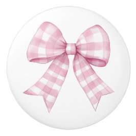 Roze Gingham Gekontroleerde Strik Keramische Knop