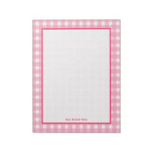 Roze Gingham Gepersonaliseerd Notitieblok (Linkerzijde)