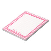 Roze Gingham Gepersonaliseerd Notitieblok (Linkerzijde)