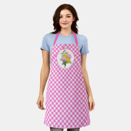 Roze Gingham Geruite All Over Print  Schort