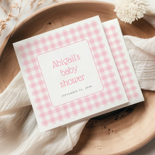 Roze Gingham Geruite Landelijke Meisjes Baby Showe Servet