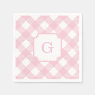 Roze Gingham Geruite Papieren Servet