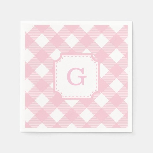 Roze Gingham Geruite Papieren Servet (Voorkant)