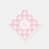 Roze Gingham Geruite Papieren Servet (Hoek)