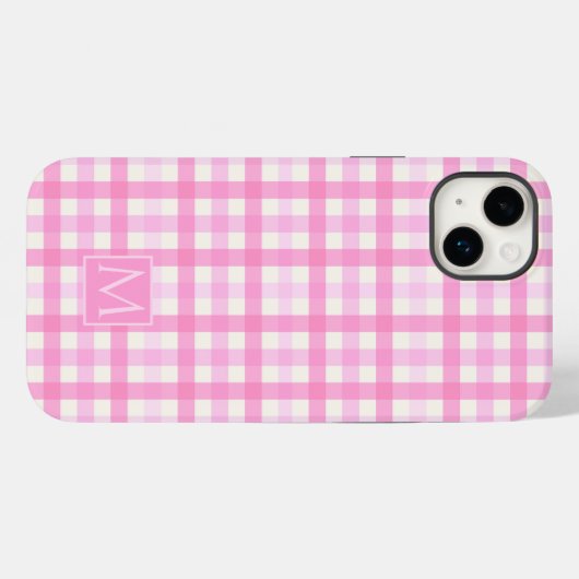 Roze Gingham geruite patroon Case-Mate iPhone Case (Achterkant (horizontaal))