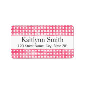 Roze Gingham getextureerd label (Voorkant)