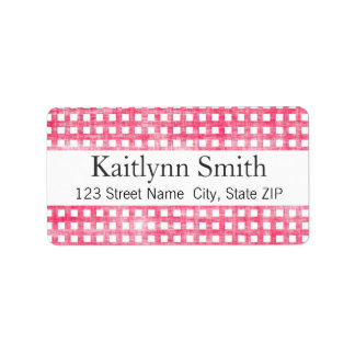 Roze Gingham getextureerd label