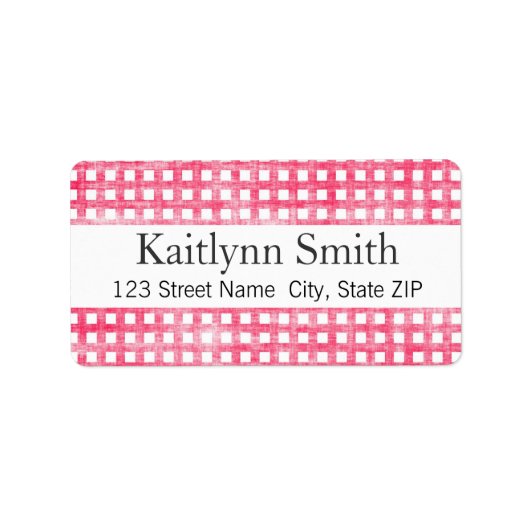Roze Gingham getextureerd label (Voorkant)