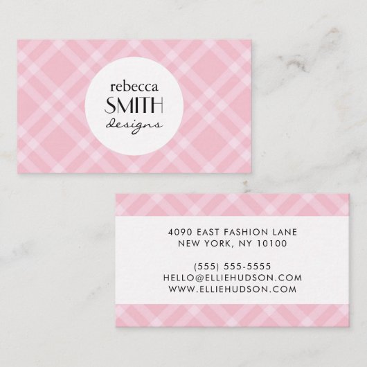 Roze Gingham, Gingham Pattern, Geometric Pattern Visitekaartje (Voorkant / Achterkant)