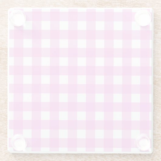 Roze gingham glazen onderzetter (Achterkant)