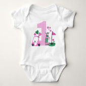 Roze Gingham Golf First Birthday Girl Shirt (Voorkant)