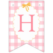 Roze Gingham Gouden Doodle Verjaardag Vlaggetjes (Tweede vlag)