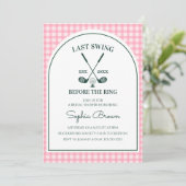 Roze Gingham Groene Boog Bruiloftsdouche Kaart (Staand voorkant)