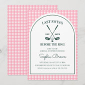 Roze Gingham Groene Boog Bruiloftsdouche Kaart (Voorkant / Achterkant)