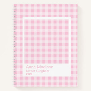 Roze Gingham Groot Transparant Frame Notitieboek