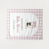 Roze Gingham Halloween Geest Meisje Baby Shower Wandkleed (Voorkant (horizontaal))