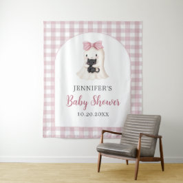 Roze Gingham Halloween Geest Meisje Baby Shower Wandkleed