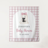 Roze Gingham Halloween Geest Meisje Baby Shower Wandkleed (Voorkant)