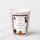 Roze Gingham Halloween Verjaardagsfeest Papieren Bekers (Achterkant)