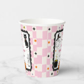 Roze Gingham Halloween Verjaardagsfeest Papieren Bekers (Rechts)
