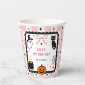 Roze Gingham Halloween Verjaardagsfeest Papieren Bekers (Voorkant)