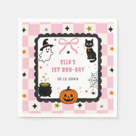 Roze Gingham Halloween Verjaardagsfeest Servet