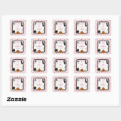 Roze Gingham Halloween Verjaardagsfeestje Vierkante Sticker (Vel)