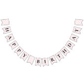 Roze Gingham Happy Birthday Bunting Banner (Alle)