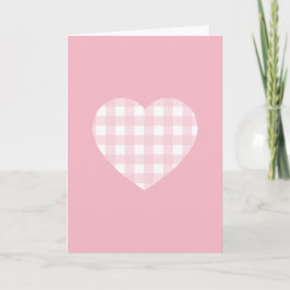 Roze Gingham Hart Feestdagen Kaart