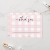 Roze Gingham Hartelijk dank Kaart (Voorkant / Achterkant in situ)
