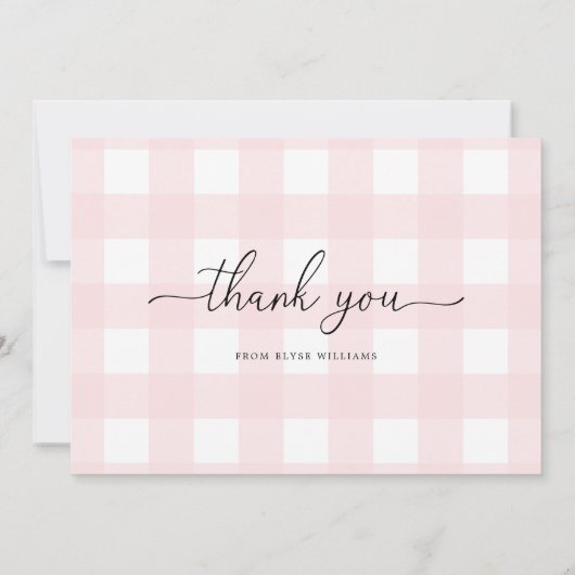 Roze Gingham Hartelijk dank Kaart (Achterkant)