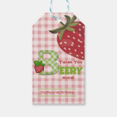 Roze Gingham Hartelijk Dank Voor Die Lekkere Aardb Cadeaulabel (Voorkant)