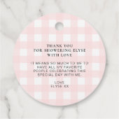 Roze Gingham Hartelijk dank voor het ronde Label (Achterkant)