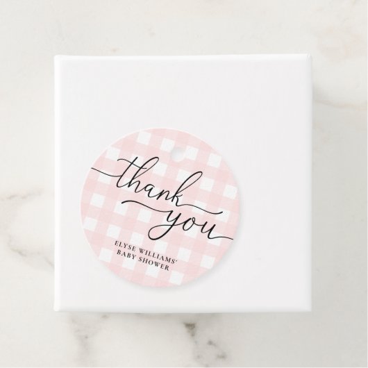 Roze Gingham Hartelijk dank voor het ronde Label (In situ)