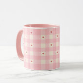 Roze Gingham Harten Valentijn  Mok (Voorkant links)