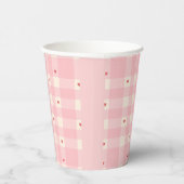 Roze Gingham Harten Valentijn Papieren Bekers (Rechts)