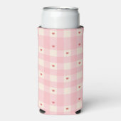 Roze Gingham Harten Valentijnsdag Seltzer Blikjeskoeler (Seltzer Voorkant)