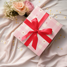 Roze Gingham Harten Valentijnsverpakkings Papier