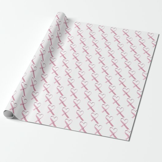 Roze gingham harten wit cadeaupapier (Uitgerold)