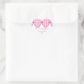 Roze Gingham Heart Snoep Buffet Favor Sticker (Tas)