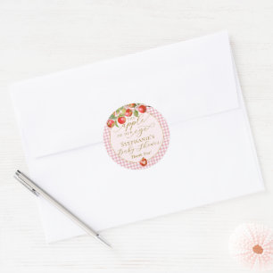 Roze Gingham Het Licht Van Onze Ogen Herfst Baby S Ronde Sticker