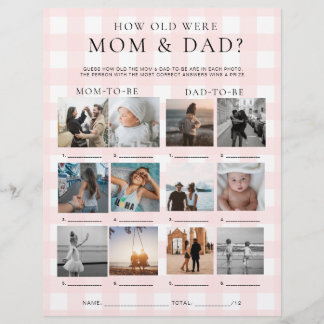 Roze Gingham Hoe Oud Waren Moeder en Vader Foto Ga Flyer
