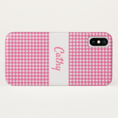 Roze Gingham Hoesje-Mate Phone Case iPhone X (Achterkant (horizontaal))