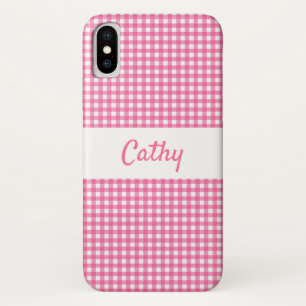 Roze Gingham Hoesje-Mate Phone Case iPhone X