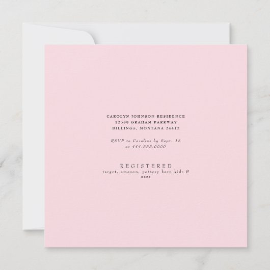 Roze Gingham Horse Baby shower Square Kaart (Achterkant)