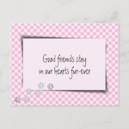 Roze Gingham Huisdierverlies Van Dierenarts Briefkaart
