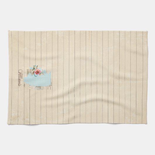 Roze Gingham Illinois State Patroon Keuken Handdoe Theedoek (Horizontaal)